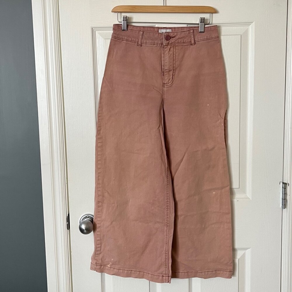 RVCA Pink Wide Leg Cropped Trousers, Size 28